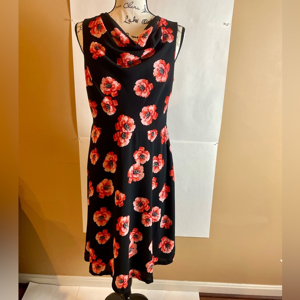 Talbots Floral Black and Red Women's Dress